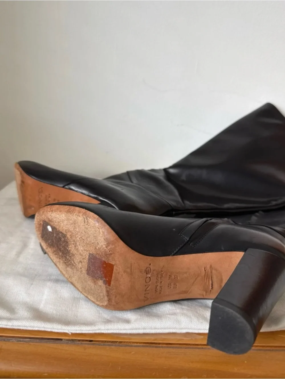 Vince Black Over-the-Knee Leather Boots